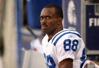 GREEN BAY, WI - OCTOBER 19:  Wide receiver Marvin Harrison #88 sits on the bench during the game against the Green Bay Packers on October 19, 2008 at Lambeau Field in Green Bay Wisconsin. The Packers won 34-14.  (Photo by Stephen Dunn/Getty Images)