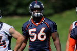 ENGLEWOOD, CO - JUNE 12:  First round draft pick linebacker Robert Ayers #56 of the Denver Broncos participates in minicamp practice at the Broncos Dove Valley training facility on June 12, 2009 in Englewood, Colorado.  (Photo by Doug Pensinger/Getty Images)