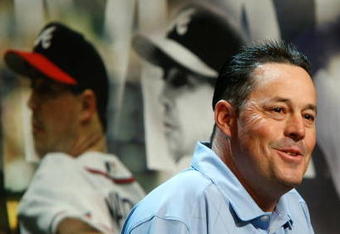 LAS VEGAS - DECEMBER 08:  Four-time Cy Young Award winning pitcher Greg Maddux announces his retirement from Major League Baseball during a news conference at the league's Winter Meetings at the Bellagio December 8, 2008 in Las Vegas, Nevada.  (Photo by Ethan Miller/Getty Images)