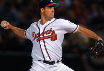 20 Oct 2001:  Greg Maddux #31 of the Atlanta Braves delivers a pitch against the Arizona Diamondbacks in the first inning of game four of the National League Champsionship Series at Turner Field in Atlanta, Georgia. DIGITAL IMAGE: Mandatory Credit: Doug Pensinger/ALLSPORT