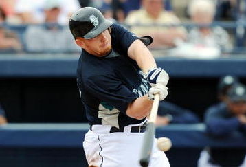 PEORIA, AZ - MARCH 05:  Chris Shelton #13 of the Seattle Mariners at bat during a Spring Training against the Los Angeles Angels of Anaheim game at Peoria Stadium on March 5, 2009 in Peoria, Arizona.  (Photo by Lisa Blumenfeld/Getty Images)