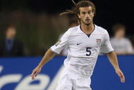FOXBOROUGH, MA - JULY 11:  Kyle Beckerman #5 of USA battles  Haiti during 2009 CONCACAF Gold Cup competition at Gillette Stadium on July 11, 2009 in Foxborough, Massachusetts. USA and Haiti played to a 2-2 draw. (Photo by Jim Rogash/Getty Images)
