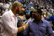 ORLANDO, FL - JUNE 11:  Carlos Boozer of the Utah Jazz greets actor Chris Tucker before Game Four of the 2009 NBA Finals between the Los Angeles Lakers and the Orlando Magic on June 11, 2009 at Amway Arena in Orlando, Florida.  NOTE TO USER:  User expressly acknowledges and agrees that, by downloading and or using this photograph, User is consenting to the terms and conditions of the Getty Images License Agreement.  (Photo by Chris Graythen/Getty Images)