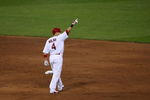 ST. LOUIS, MO - JULY 14:  National League All-Star Yadier Molina of the St. Louis Cardinals acknowledges the crowd during the 2009 MLB All-Star Game at Busch Stadium on July 14, 2009 in St Louis, Missouri. (Photo by Elsa/Getty Images)
