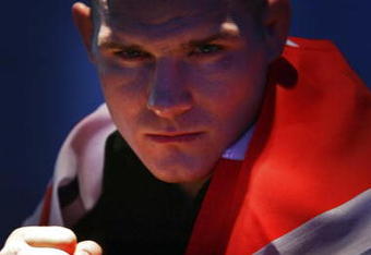 MANCHESTER, UNITED KINGDOM - FEBRUARY 23:  British Ultimate Fighting Champion Michael Bisping poses for photographs during the photocall to announce the arrival of Ultimate Fighting Championship bouts in the UK. 23 February, 2007, Manchester, England. Ultimate fighting, a mixture of martial arts is claimed to be one of the world's fastest growing sports and the largest championship in Britain is to be staged at Manchester's MEN arena on 21st April.  (Photo by Christopher Furlong/Getty Images)