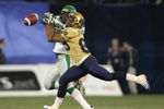 TORONTO, ON - NOVEMBER 25:  Arjei Franklin #83 of the Winnipeg Blue Bombers has a pass knocked away by Sean Lucas #31 of the Saskatchewan Rough Riders during the second quarter of the 95th Grey Cup on November 25, 2007 at the Rogers Centre in Toronto, Ontario, Canada.  (Photo by Harry How/Getty Images)