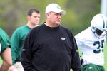 FLORHAM PARK, NJ - MAY 02:  Head coach Rex Ryan of the New York Jets walks on the field during minicamp on May 2, 2009 at the Atlantic Health Jets Training Center in Florham Park, New Jersey.  (Photo by Jim McIsaac/Getty Images)