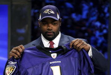 NEW YORK - APRIL 25:  Baltimore Ravens #23 draft pick Michael Oher poses for a photograph at Radio City Music Hall for the 2009 NFL Draft on April 25, 2009 in New York City  (Photo by Jeff Zelevansky/Getty Images)