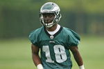 PHILADELPHIA - MAY 1: Wide receiver Jeremy Maclin #18 of the Philadelphia Eagles looks on during minicamp practice at the NovaCare Complex on May 1, 2009 in Philadelphia, Pennsylvania. (Photo by Hunter Martin/Getty Images)