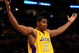 LOS ANGELES, CA - JUNE 04:  Andrew Bynum #17 of the Los Angeles Lakers reacts to a call against the Orlando Magic in Game One of the 2009 NBA Finals at Staples Center on June 4, 2009 in Los Angeles, California. NOTE TO USER: User expressly acknowledges and agrees that, by downloading and or using this photograph, User is consenting to the terms and conditions of the Getty Images License Agreement.  (Photo by Jed Jacobsohn/Getty Images)