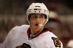 DETROIT - MAY 27:  Patrick Kane #88 of the Chicago Blackhawks looks on against the Detroit Red Wings during Game Five of the Western Conference Championship Round of the 2009 Stanley Cup Playoffs on May 27, 2009 at Joe Louis Arena in Detroit, Michigan.  (Photo by Gregory Shamus/Getty Images)