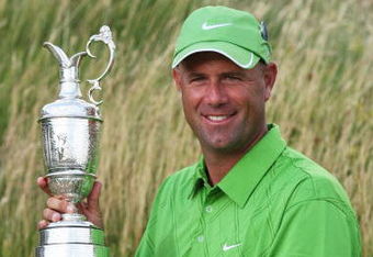 TURNBERRY, SCOTLAND - JULY 19:  Stewart Cink of USA poses with the Claret Jug after his victory in a play off against Tom Watson of USA  following the final round of the 138th Open Championship on the Ailsa Course, Turnberry Golf Club on July 19, 2009 in Turnberry, Scotland.  (Photo by David Cannon/Getty Images)