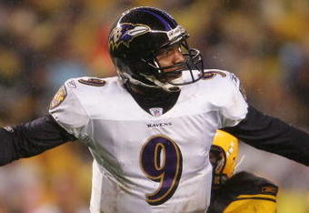 PITTSBURGH - NOVEMBER 05:  Steve McNair #9 of the Baltimore Ravens is sacked by James Harrison #92 of the Pittsburgh Steelers on November 5, 2007 at Heinz Field in Pittsburgh, Pennsylvania.  (Photo by Chris McGrath/Getty Images)  