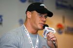 CONCORD, NC - MAY 27:  Professional wrestler John Cena, speaks to members of the media during a press conference, prior to the NASCAR Nextel Cup Series Coca-Cola 600 on May 27, 2007 at Lowe's Motor Speedway in Concord, North Carolina.  Cena was there to talk about taking part in the TV show ?Fast Cars and Super Stars: Gillette Young Guns Celebrity Race.?  (Photo by Rusty Jarrett/Getty Images for NASCAR)