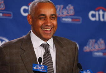 LONG ISLAND CITY, NY - DECEMBER 17:  New York Mets General Manager Omar Minaya speaks to the media during a press conference to introduce Francisco Rodriquez on December 17, 2008 at the Citigroup Building in New York City.  (Photo by Mike Stobe/Getty Images)