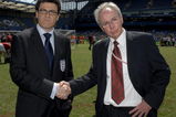 LONDON, ENGLAND - MAY 24:  Fabio Capello and Sven Goran Eriksson look-a-likes take part in the Celebrity Soccer Six charity football tournament at Chelsea Football Club, Stamford Bridge on May 24, 2009 in London, England.  (Photo by Jorge Herrera/Getty Images for Chelsea FC)