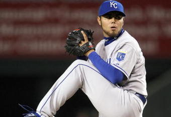 ANAHEIM, CA - APRIL 16: Relief pitcher Joakim Soria #48 of the Kansas City Royals throws a pitch against the Los Angeles Angels of Anaheim on April 16, 2008 at Angel Stadium in Anaheim, California. Soria picked up the save ast eh Royals won 3-2. (Photo by Stephen Dunn/Getty Images) 