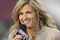TAMPA, FL - OCTOBER 2: ESPN commentator Erin Andrews reports as the Pittsburgh Panthers upset the University of South Florida Bulls at Raymond James Stadium on October 2, 2008 in Tampa, Florida.  (Photo by Al Messerschmidt/Getty Images)