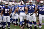 ORCHARD PARK, NY - SEPTEMBER 21:  Aaron Schobel #94 of the Buffalo Bills runs onto the field before the game against the Oakland Raiders on September 21, 2008 at Ralph Wilson Stadium in Orchard Park, New York. (Photo by Rick Stewart/Getty Images)