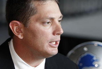 DETROIT , MI - JANUARY 16:  Jim Schwartz head coach of the Detroit Lions talks with the media after press conference to introduce him as the Lions new head coach on January 16, 2009 at Ford Field in Detroit, Michigan.  (Photo by Gregory Shamus/Getty Images)
