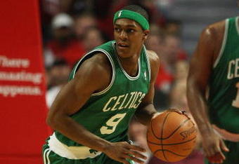 CHICAGO - APRIL 26: Rajon Rondo #9 of the Boston Celtics brings the ball upcourt against the Chicago Bulls in Game Four of the Eastern Conference Quarterfinals during the 2009 NBA Playoffs at the United Center on April 26, 2009 in Chicago, Illinois. The Bulls defeated the Celtics 121-118 in double-overtime. NOTE TO USER: User expressly acknowledges and agreees that, by downloading and/or using this Photograph, User is consenting to the terms and conditions of the Getty Images License Agreement. (Photo by Jonathan Daniel/Getty Images)