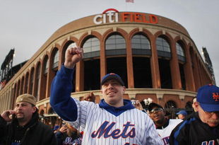NEW YORK - APRIL 13:  Fans stand outside before the start of the Opening Day game between the San Diego Padres and the New York Mets at Citi Field on April 13, 2009 in the Flushing neighborhood of the Queens borough of New York City. This is the first regular season MLB game being played at the new venue which replaced Shea stadium as the Mets home field.  (Photo by Spencer Platt/Getty Images)