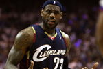 ORLANDO, FL - MAY 30:  LeBron James #23 of the Cleveland Cavaliers reacts after a play against the Orlando Magic in Game Six of the Eastern Conference Finals during the 2009 Playoffs at Amway Arena on May 30, 2009 in Orlando, Florida. NOTE TO USER: User expressly acknowledges and agrees that, by downloading and or using this photograph, User is consenting to the terms and conditions of the Getty Images License Agreement  (Photo by Elsa/Getty Images)