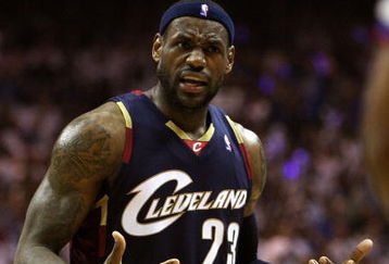 ORLANDO, FL - MAY 30:  LeBron James #23 of the Cleveland Cavaliers reacts after a play against the Orlando Magic in Game Six of the Eastern Conference Finals during the 2009 Playoffs at Amway Arena on May 30, 2009 in Orlando, Florida. NOTE TO USER: User expressly acknowledges and agrees that, by downloading and or using this photograph, User is consenting to the terms and conditions of the Getty Images License Agreement  (Photo by Elsa/Getty Images)