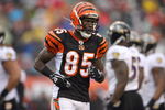 CINCINNATI - NOVEMBER 30:  Chad Johnson #85 of the Cincinnati Bengals jogs on the field during their NFL game against the Baltimore Ravens on November 30, 2008 at Paul Brown Stadium in Cincinnati, Ohio. The Ravens defeated the Bengals 34-3.(Photo by Andy Lyons/Getty Images)