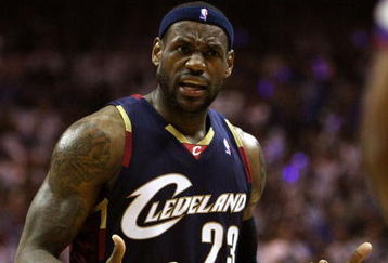 ORLANDO, FL - MAY 30:  LeBron James #23 of the Cleveland Cavaliers reacts after a play against the Orlando Magic in Game Six of the Eastern Conference Finals during the 2009 Playoffs at Amway Arena on May 30, 2009 in Orlando, Florida. NOTE TO USER: User expressly acknowledges and agrees that, by downloading and or using this photograph, User is consenting to the terms and conditions of the Getty Images License Agreement  (Photo by Elsa/Getty Images)