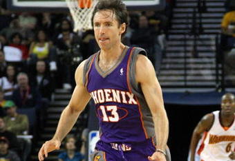OAKLAND, CA - MARCH 15:  Steve Nash #13 of the Phoenix Suns dribbles the ball against the Golden State Warriors during an NBA game on March 15, 2009 at Oracle Arena in Oakland, California. NOTE TO USER: User expressly acknowledges and agrees that, by downloading and or using this photograph, User is consenting to the terms and conditions of the Getty Images License Agreement.  (Photo by Jed Jacobsohn/Getty Images)