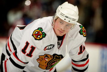 DENVER - JANUARY 18:  Jack Skille #11 of the Chicago Blackhawks warms up prior to facing the Colorado Avalanche at the Pepsi Center on January 18, 2008 in Denver, Colorado. The Blackhawks defeated the Avalanche 2-1 in an overtime shoot out. (Photo by Doug Pensinger/Getty Images)