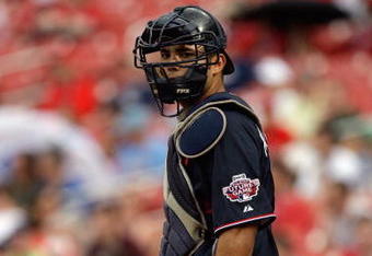 ST. LOUIS, MO - JULY 12:  World Futures All-Star Jesus Montero of the New York Yankees looks on during the 2009 XM All-Star Futures Game at Busch Stadium on July 12, 2009 in St. Louis, Missouri. (Photo by Jamie Squire/Getty Images)