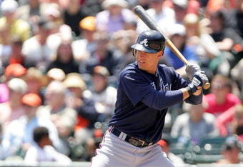 SAN FRANCISCO - MAY 25:  Kelly Johnson #2 of the Atlanta Braves bats against the San Francisco Giants at AT&T Park on May 25, 2009 in San Francisco, California.  (Photo by Ezra Shaw/Getty Images)