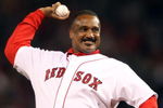 BOSTON - OCTOBER 05:  Former Boston Red Sox legend Jim Rice throws out the ceremonial first pitch before the Game Three of the American League Division Series against the Los Angeles Angels of Anaheim on October 5, 2008  at Fenway Park in Boston, Massachusetts.  (Photo by Elsa/Getty Images)