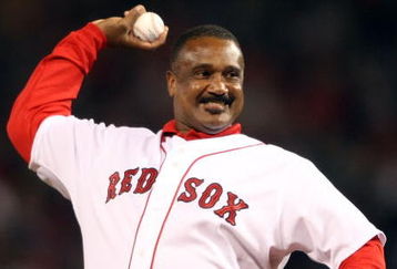 BOSTON - OCTOBER 05:  Former Boston Red Sox legend Jim Rice throws out the ceremonial first pitch before the Game Three of the American League Division Series against the Los Angeles Angels of Anaheim on October 5, 2008  at Fenway Park in Boston, Massachusetts.  (Photo by Elsa/Getty Images)