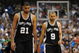 DALLAS - APRIL 25:  Forward Tim Duncan #21 and Tony Parker #9 of the San Antonio Spurs during a 99-90 loss against the Dallas Mavericks in Game Four of the Western Conference Quarterfinals during the 2009 NBA Playoffs at American Airlines Center on April 25, 2009 in Dallas, Texas. NOTE TO USER: User expressly acknowledges and agrees that, by downloading and or using this photograph, User is consenting to the terms and conditions of the Getty Images License Agreement.  (Photo by Ronald Martinez/Getty Images)