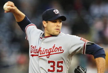 NEW YORK - JUNE 18:  Craig Stammen #35  of The Washington Nationals pitches against The New York Yankees on June 18th, 2009 at Yankee Stadium in the Bronx Borough of New York.  (Photo by Al Bello/Getty Images)