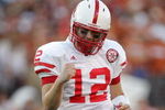 AUSTIN, TX - OCTOBER 27:  Back-up quarterback Joe Ganz #12 of the Nebraska Cornhuskers celebrates a touchdown against the Texas Longhorns in the fourth quarter at Darrell K Royal-Texas Memorial Stadium October 27, 2007 in Austin, Texas.  Texas won 28-25.  (Photo by Brian Bahr/Getty Images)