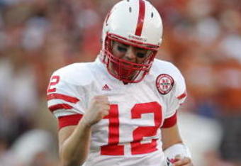 AUSTIN, TX - OCTOBER 27:  Back-up quarterback Joe Ganz #12 of the Nebraska Cornhuskers celebrates a touchdown against the Texas Longhorns in the fourth quarter at Darrell K Royal-Texas Memorial Stadium October 27, 2007 in Austin, Texas.  Texas won 28-25.  (Photo by Brian Bahr/Getty Images)