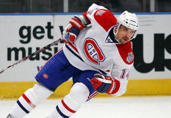 NEW YORK - APRIL 07:  Tomas Plekanec #14 of the Montreal Canadiens skates against the New York Rangers on April 7, 2009 at Madison Square Garden in New York City. The Rangers defeated the Habs 3-1.  (Photo by Jim McIsaac/Getty Images)