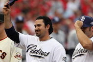 ST. LOUIS, MO - JULY 14:  National League All-Star Adrian Gonzalez of the San Diego Padres tips his hat during introductions before the 2009 MLB All-Star Game at Busch Stadium on July 14, 2009 in St. Louis, Missouri. (Photo by Dilip Vishwanat/Getty Images)
