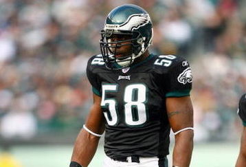 PHILADELPHIA - NOVEMBER 19: Trent Cole #58 of the Philadelphia Eagles stands on the field during the game against the Tennessee Titans on November 19, 2006 at Lincoln Financial Field in Philadelphia, Pennsylvania. (Photo by Al Bello/Getty Images)