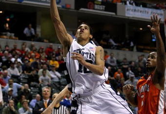 INDIANAPOLIS - MARCH 13:  Talor Battle #12 of the Penn State Nittany Lions drives for a shot attempt against the Illinois Fighting Illini during the Big Ten Men's Basketball Tournament at Conseco Fieldhouse on March 13, 2008 in Indianapolis, Indiana. Illionis won 64-63. (Photo by Jonathan Daniel/Getty Images)