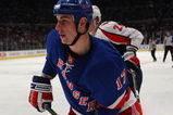 NEW YORK - APRIL 22:  Brandon Dubinsky #17 of the New York Rangers skates against the Washington Capitals during Game Four of the Eastern Conference Quarterfinal Round of the 2009 NHL Stanley Cup Playoffs on April 22, 2008 at Madison Square Garden in New York City. The Rangers defeated the Capitals 2-1 and lead the series 3 games to 1.  (Photo by Jim McIsaac/Getty Images)