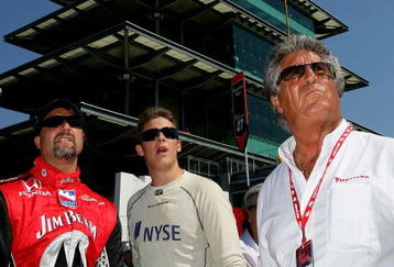 INDIANAPOLIS - MAY 12: (L-R) Michael Andretti, driver of the #39 Andretti Green Racing Dallara Honda with his son Marco Andretti, driver of the #26 Andretti Green Racing Dallara Honda and Mario Andretti watch during qualifying for the IRL Indycar Series 91st running of the Indianapolis 500 on May 12, 2007 at the Indianapolis Motor Speedway in Indianapolis, Indiana.  (Photo by Darrell Ingham/Getty Images)