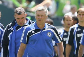 SEATTLE - JULY 18:  Chelsea FC manager Carlo Ancelotti walks on the field before the game against Seattle Sounders FC on July 18, 2009 at Qwest Field in Seattle, Washington. (Photo by Otto Greule Jr/Getty Images) 