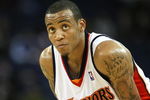 OAKLAND, CA - MARCH 30:  Monta Ellis #8 of the Golden State Warriors looks on against the Memphis Grizzlies during an NBA game on March 30, 2009 at Oracle Arena in Oakland, California. NOTE TO USER: User expressly acknowledges and agrees that, by downloading and or using this photograph, User is consenting to the terms and conditions of the Getty Images License Agreement.  (Photo by Jed Jacobsohn/Getty Images)