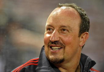 BANGKOK, THAILAND - JULY 22:  Liverpool manager Rafael Benitez smiles before their pre-season friendly match against Thailand at the Rajamangala National Stadium on July 22, 2009 in Bangkok, Thailand.  (Photo by Victor Fraile/Getty Images)