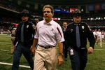NEW ORLEANS - JANUARY 02:  Head coach Nick Saban of the Alabama Crimson Tide walks off the field after the Utah Utes defeated the Crimson Tide 31-17 in the 75th Allstate Sugar Bowl at the Louisiana Superdome on January 2, 2009 in New Orleans, Louisiana. The Utes defeated the Crimson Tide 31-17.  (Photo by Kevin C. Cox/Getty Images)